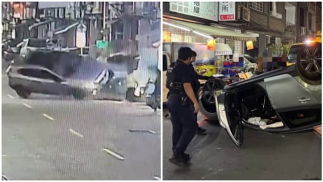 毒驾逆向行驶撞翻车 台男唾液检验多项阳性反应