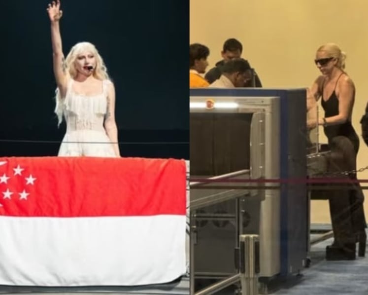Lady Gaga spotted at Changi Airport clearing security check before flying to Dubai