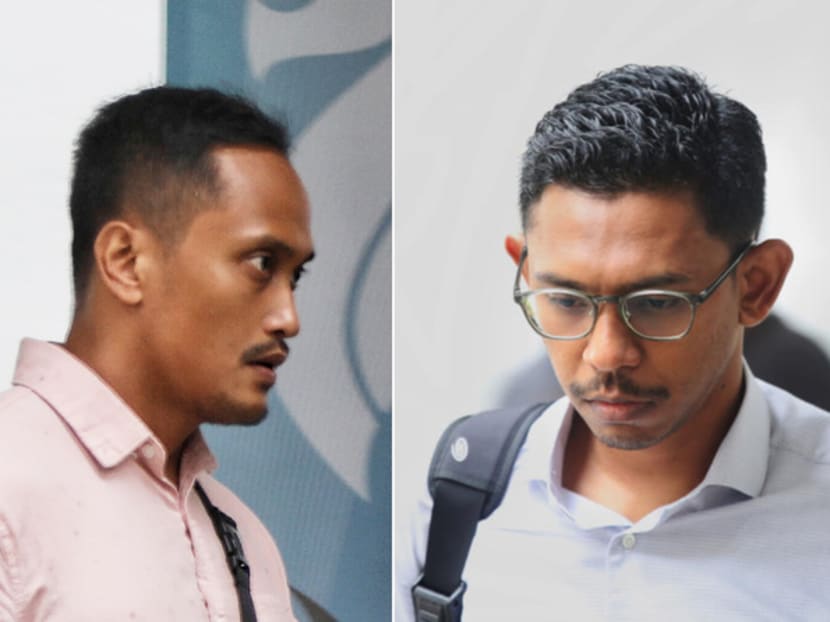 Mohamed Farid Mohd Saleh (right) testified that his colleague Nur Fatwa Mahmood (left) lied when he said that he (Farid) had directed Fatwa to push Corporal Kok Yuen Chin into a 12-m deep well.