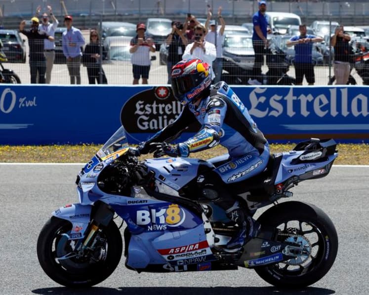 Alex Marquez wins Spanish Grand Prix again as brother Marc crashes out