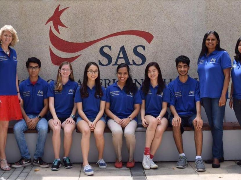 The students from the Singapore American School together with their mentors involved in the science experiment. Photo: Singapore American School/Facebook