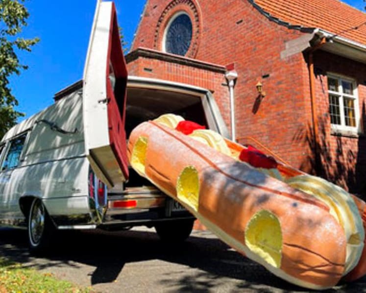 Lego blocks, cream donut coffins lighten mood at New Zealand funerals