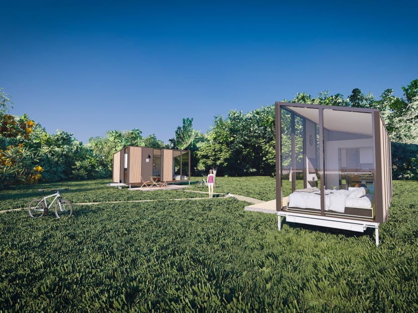 An artist's impression of the Tiny Away Escape@Lazarus Island accommodation.