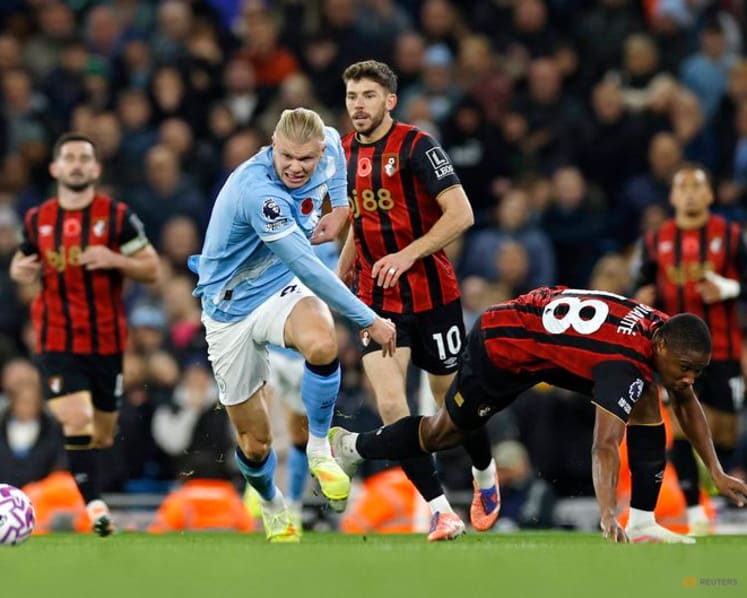 Haaland shines with double as Manchester City beat Bournemouth