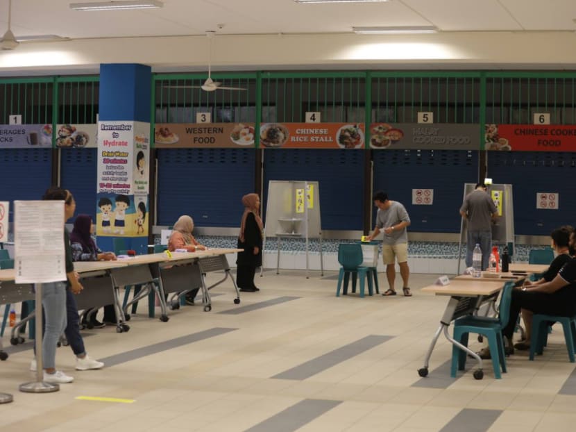 Voters casting their votes at Waterway Primary School on Sept 1, 2023.