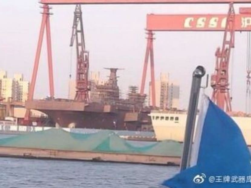 Military enthusiasts published this image of China’s first Type 075 amphibious helicopter assault ship during the summer, and sources say the vessel will be launched on Thursday, Sept 26, 2019.