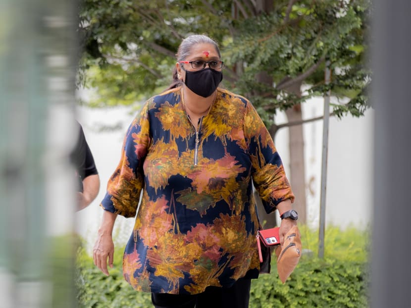 Devaki Gopal Muthu arriving at the State Courts on March 4, 2022. Devaki Gopal Muthu arriving at the State Courts on March 4, 2022.