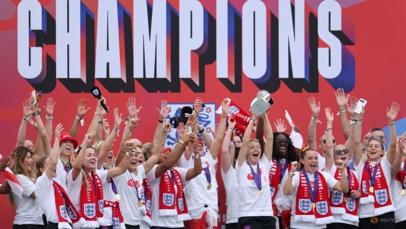 Thousands gather to watch England women mark Euro win with London parade
