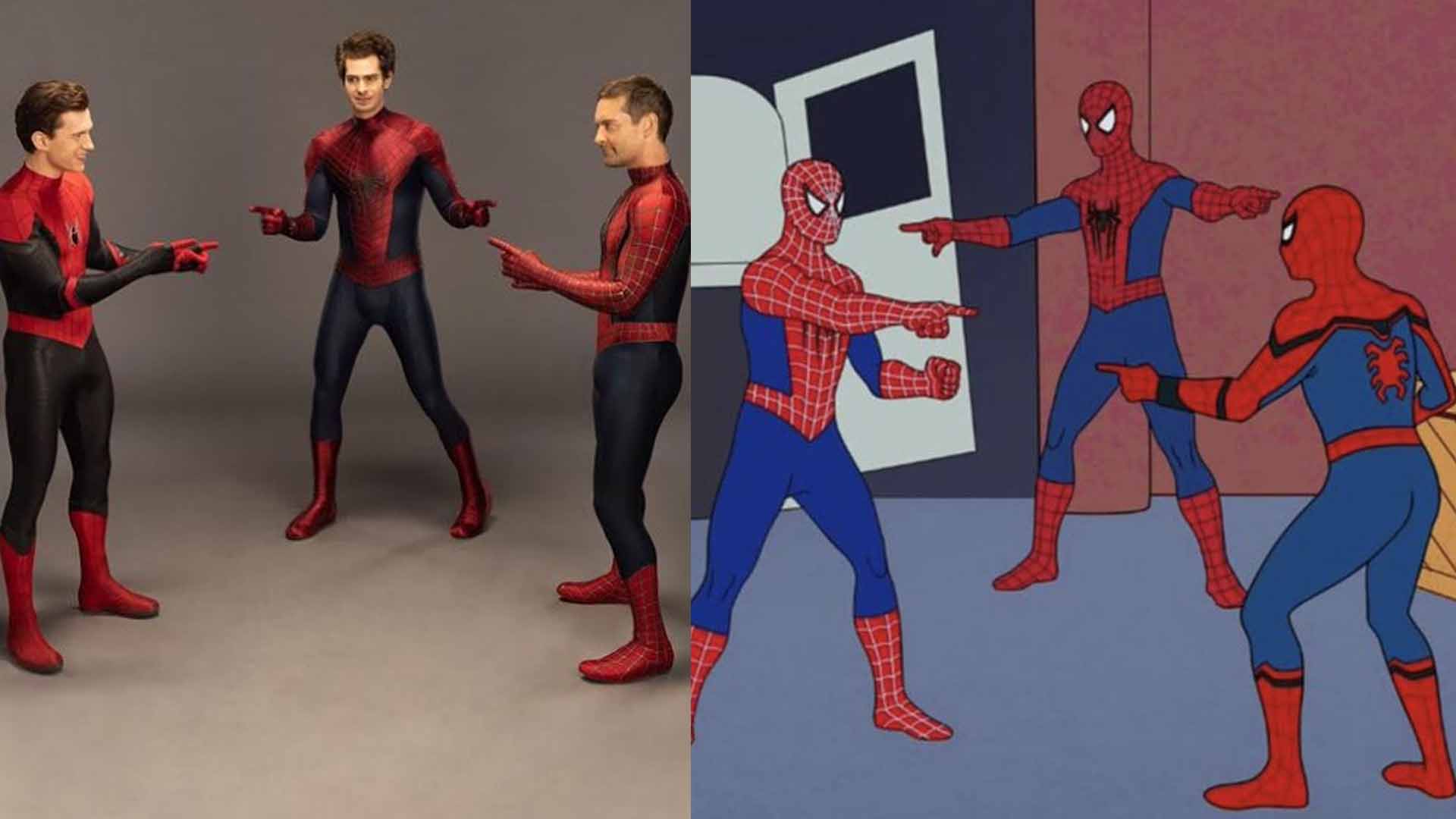 Tom Holland, Andrew Garfield & Tobey Maguire Recreate SpiderMan Meme