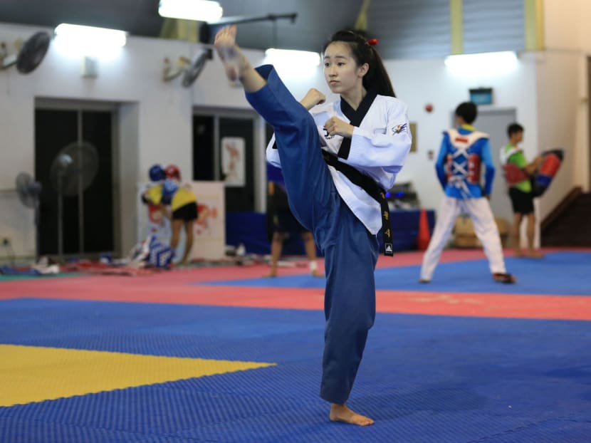 Chelsea Ann Sim competes in non-contact taekwondo, but her training routines are no easier than her counterparts’. Photo: Wee Teck Hian