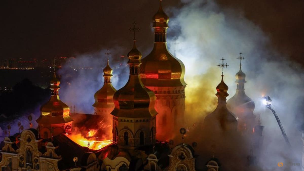 Nine killed, historic monastery on fire as Ukraine faces major Russian attacks