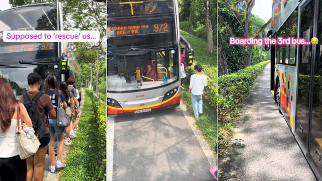 两辆972巴士快速公路接连出状况  SMRT出动第三辆巴士载乘客离开