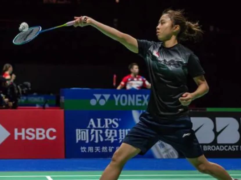 Singapore's Yeo Jia Min returns a shuttlecock to Japan's Akane Yamaguchi at the BWF Badminton World Championships in Basel, Switzerland on Aug 20, 2019.