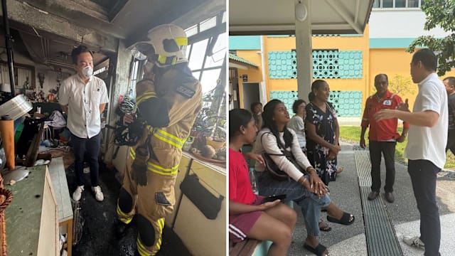 女皇镇美岭街组屋发生火患 两人吸入浓烟送院