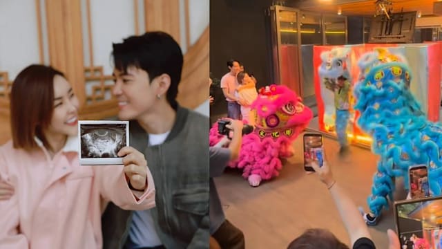 以舞狮表演揭晓宝宝性别，黄振隆、邓晴将迎爱子！