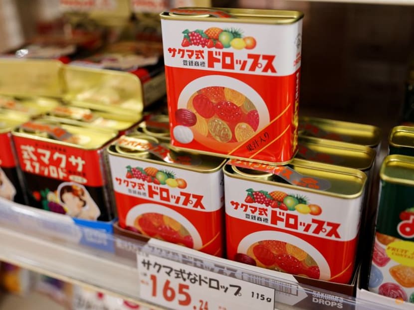 Sakuma's Drops produced by Sakumaseika Co are displayed at a snacks store Niki no Kashi in Tokyo on Nov 9, 2022.  