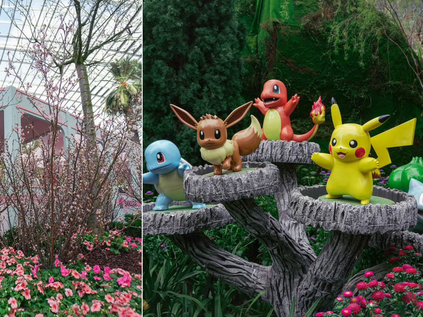Pikachu and other Pok&eacute;mon are now at the sakura floral display at Gardens By The Bay