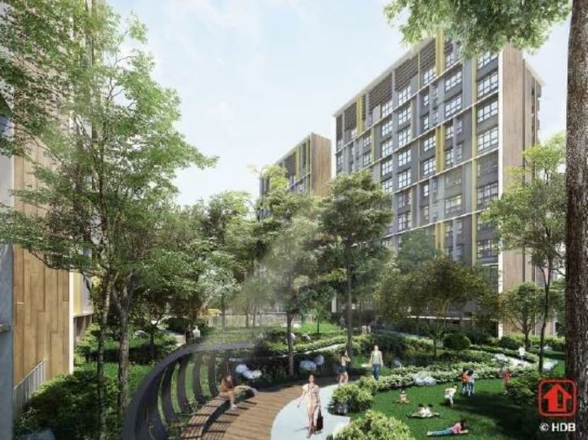 View of the Forest Courtyard, one of the nature-themed courtyards in Woodleigh Glen. Photo: HDB