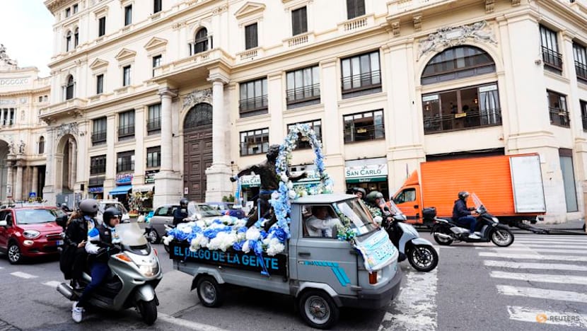 Maradona statue rides through Naples as city remembers Argentine great