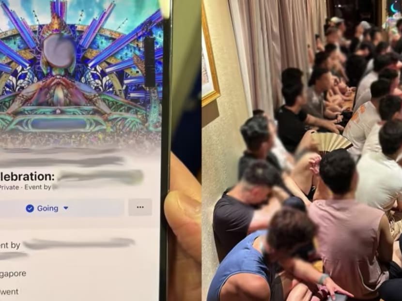 An image of an invitation to the party, believed to be organised via a closed chatgroup platform, and the suspected drug offenders arrested on Aug 9 at the hotel villa located on Sentosa. An image of an invitation to the party, believed to be organised via a closed chatgroup platform, and the suspected drug offenders arrested on Aug 9 at the hotel villa located on Sentosa.
