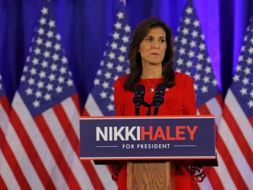 Republican presidential candidate and former US Ambassador to the United Nations Nikki Haley speaks as she announces she is suspending her campaign, in Charleston, South Carolina, US, on March 6, 2024. 
