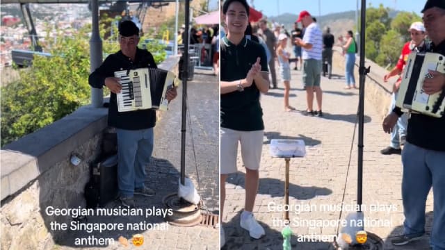 夫妇格鲁吉亚蜜月 音乐家即兴弹奏我国国歌获网赞