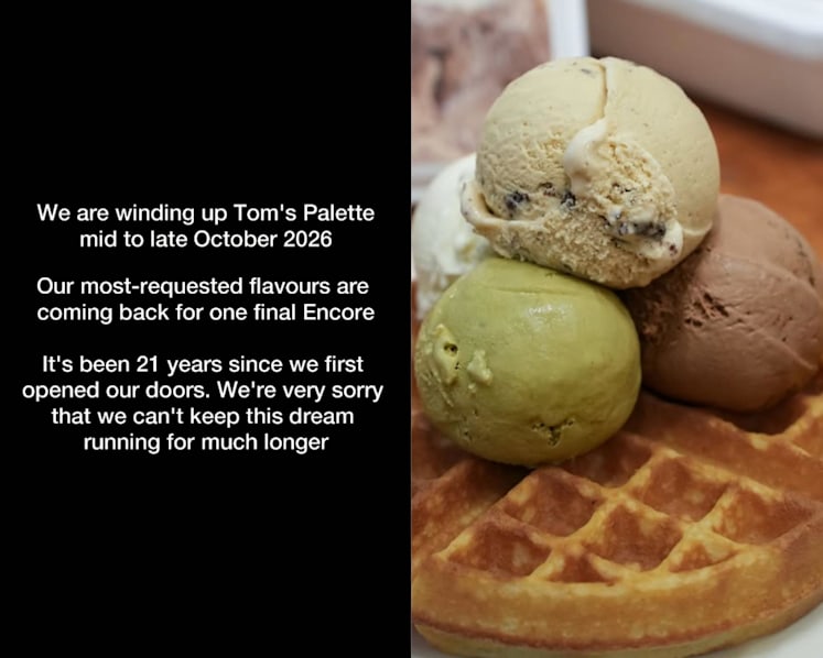 Singapore-born gelateria Tom’s Palette to close after 21 years