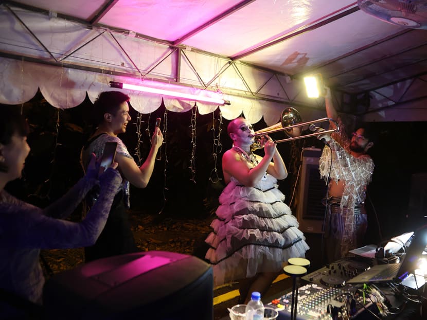 Queer-tai, a performance at the NTU CCA anniversary party at Gillman Barracks, Sept 29, 2023.