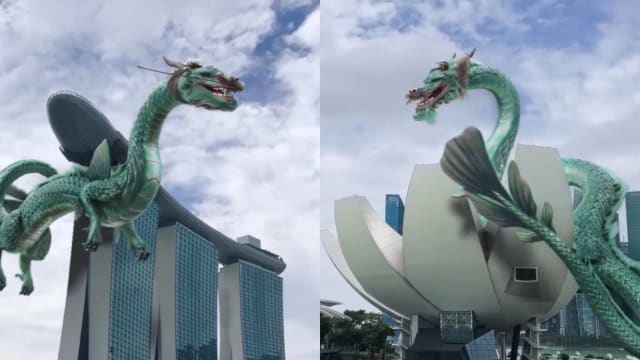 滨海湾金沙推龙年视频 滨海湾天际线出现罕见青龙