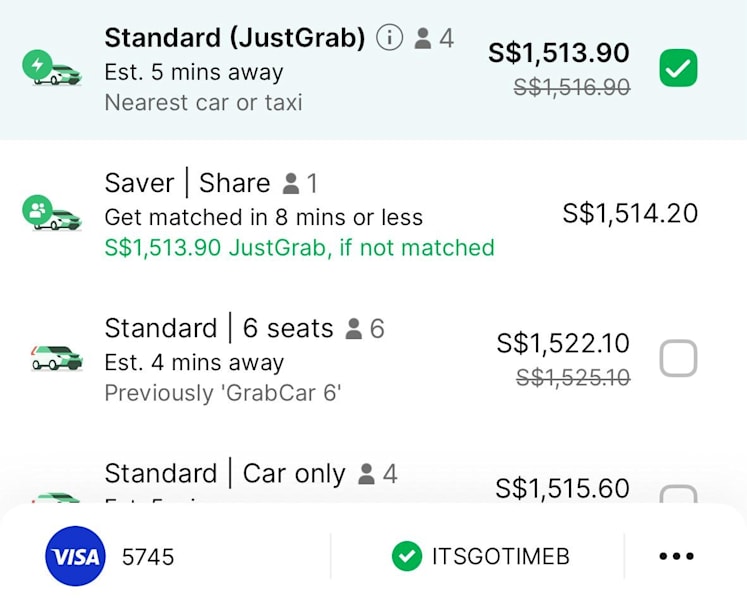 Grab blames 'system error' for very high prices on app, some above S$1,000