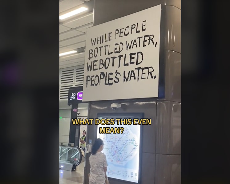 #trending: Too cryptic? Creative group's poster on water at Outram Park MRT Station baffles some commuters 