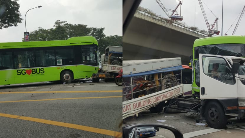 Lorry driver arrested after accident at Braddell Road that injured 2