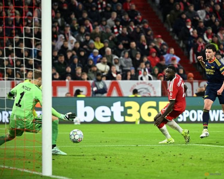 Rice rescues Arsenal at Bayern as Real Madrid hit four