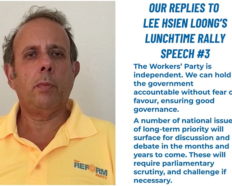 GE2020: Reform Party’s Kenneth Jeyaretnam and Workers’ Party counter PM Lee’s comments on the opposition at lunchtime rally