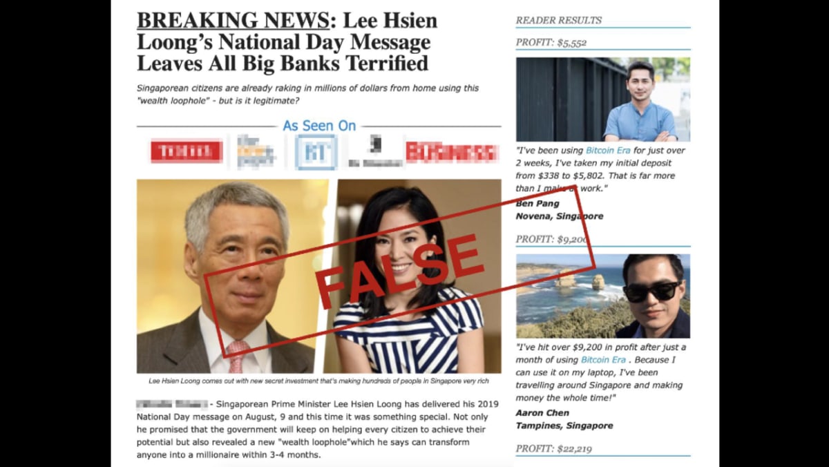 MAS warns of bitcoin scam using fake comments attributed to PM Lee - TODAY