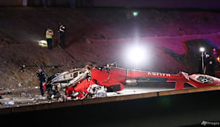 Medical helicopter crashes on California highway
