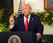 In White House speech, Trump highlights victories amid sinking approval ratings