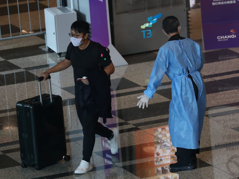 A passenger arriving at Changi Airport Terminal 3 under the vaccinated travel lane scheme on Oct 19, 2021. A passenger arriving at Changi Airport Terminal 3 under the vaccinated travel lane scheme on Oct 19, 2021.
