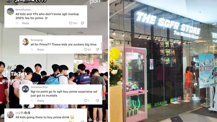 #trending: Snack store SGFR selling rare Prime drinks at S$350 draws crowds of students; netizens baffled