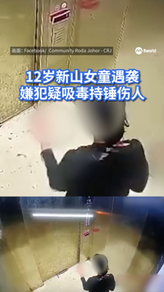 12岁新山女童遇袭 嫌犯疑吸毒持锤伤人