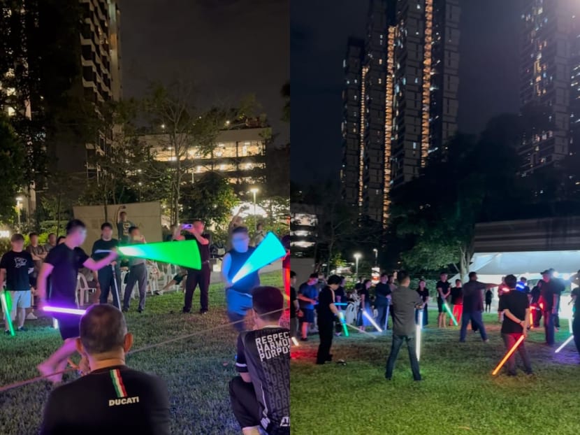 Members of Star Wars-inspired group honour late member with lightsaber duels at wake Members of Star Wars-inspired group honour late member with lightsaber duels at wake
