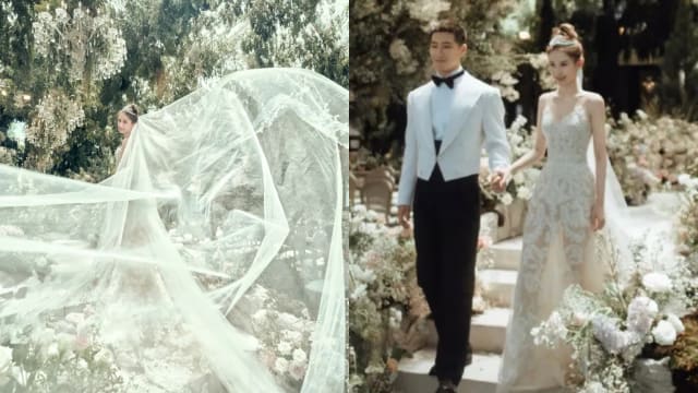 何超莲深V蕾丝白纱美成仙！ “婚纱女王”Vera Wang特别量身订制