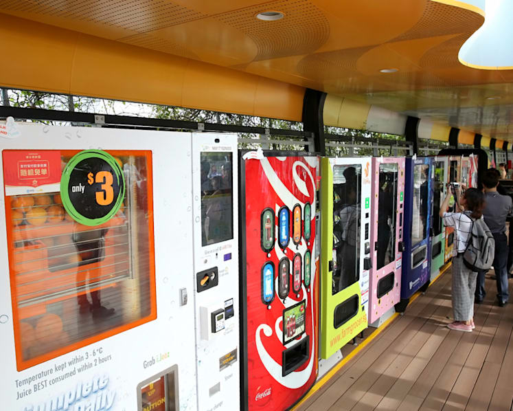 At Sentosa Boardwalk, you may buy chilli crab, drones from 35 vending machines