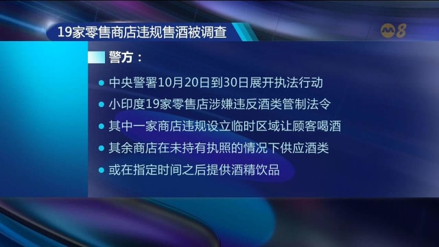 小印度一带19家售卖酒类零售店被警方调查