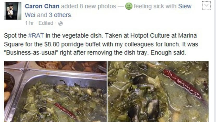 Restaurant where rat found in buffet tray suspended by NEA