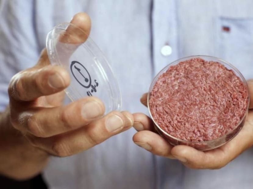 The world's first lab-grown beef burger, cultured from cattle stem cells, is shown in London in 2013. The world's first lab-grown beef burger, cultured from cattle stem cells, is shown in London in 2013.