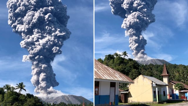 印尼伊布火山喷出大量火山灰 附近居民全被疏散