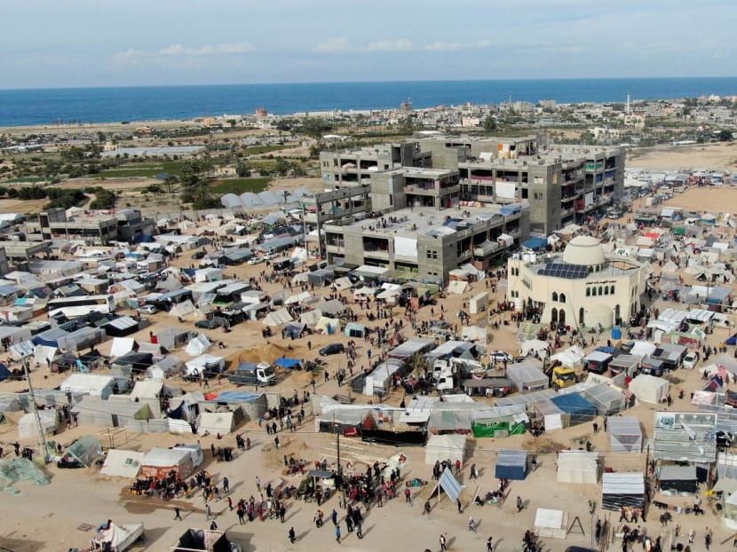 Tents where displaced Palestinians, who fled their houses due to Israeli strikes amid the ongoing conflict between Israel and Hamas, take shelter in Rafah in the southern Gaza Strip, Dec 9, 2023.