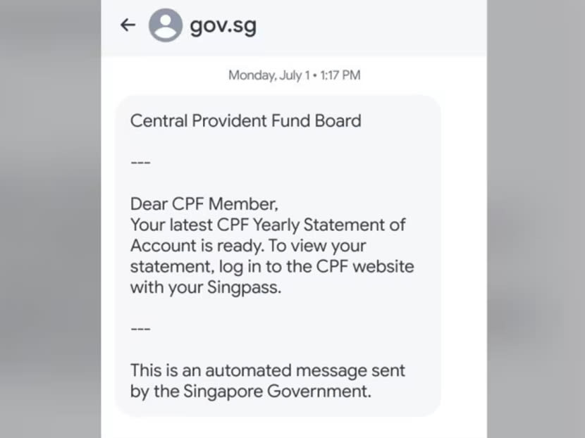 The SMSes will be sent by gov.sg, with the respective agency's name spelt in full. The SMSes will be sent by gov.sg, with the respective agency's name spelt in full.