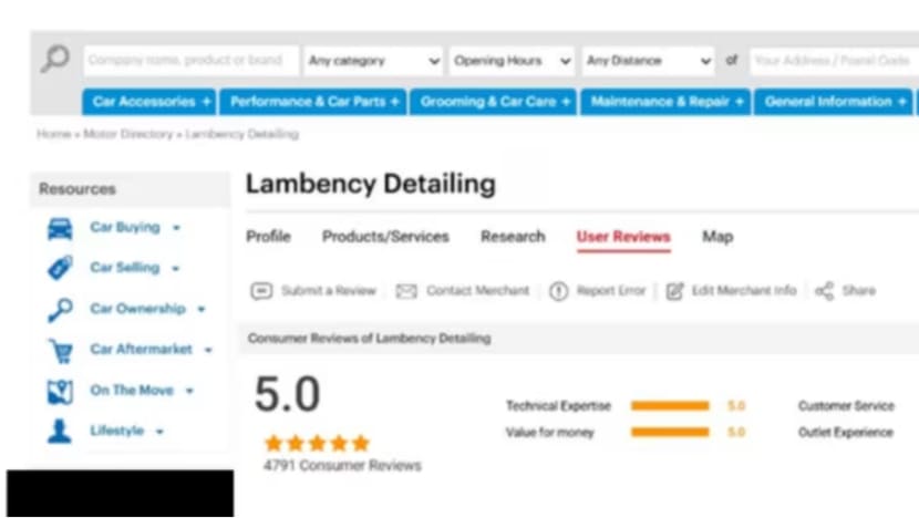 Syarikat pembersihan kereta mengaku terbitkan ulasan palsu di Sgcarmart 